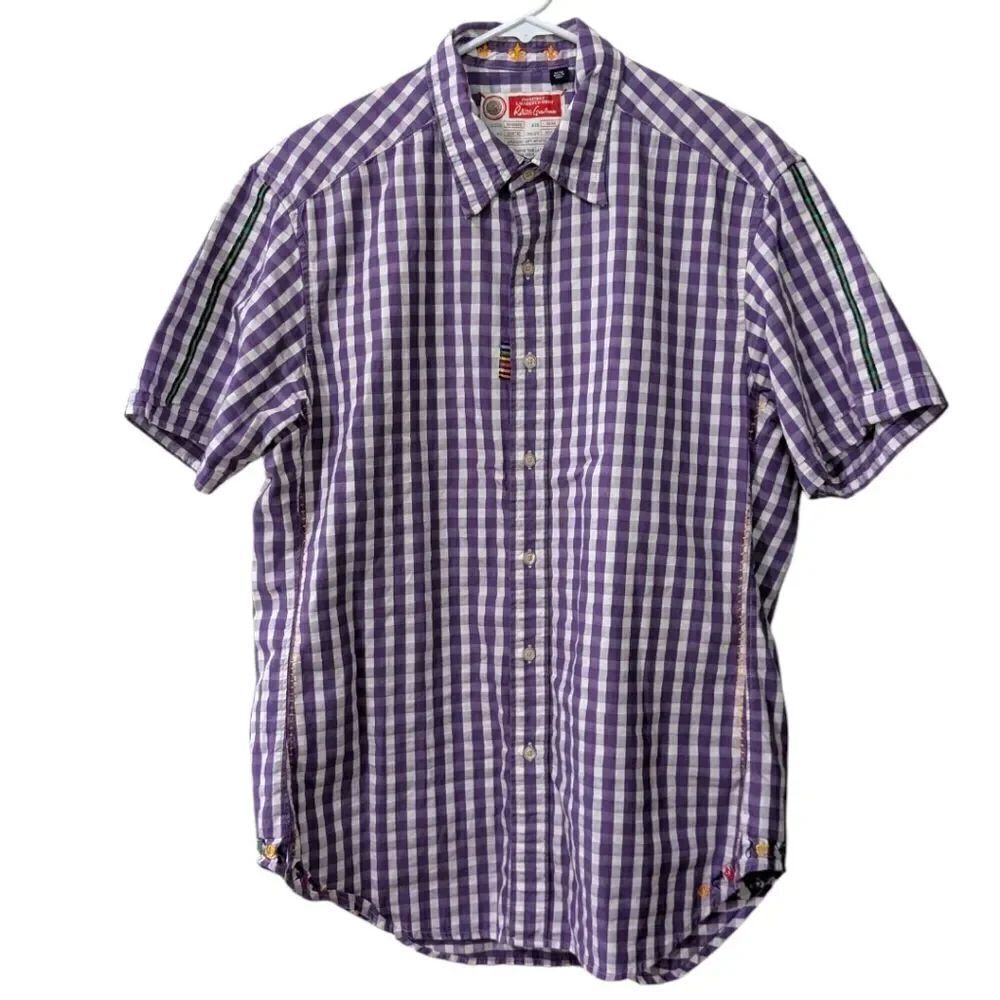 Robert Graham "The Freshly Laundered Shirt" Purple Gingham Short Sleeve Men's M